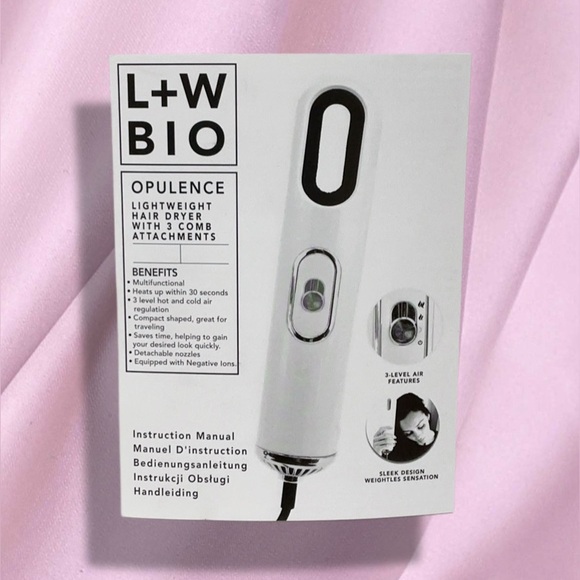 LUXE AND WILLOW Opulence Lightweight Hair Dryer with Three Comb Attachments NIB - Picture 10 of 12